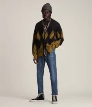 AllSaints Mens Sigurd Wool Blend Cardigan, Mocha Brown, Size: M