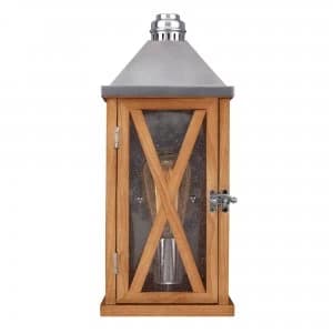 1 Light Outdoor Small Wall Lantern Light Natural Oak IP44, E27
