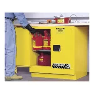 Sure-Grip EX Undercounter Flammable Safety Cabinet, Cap. 22 gallons, 1 shelf, 2 m/c doors, Yellow.