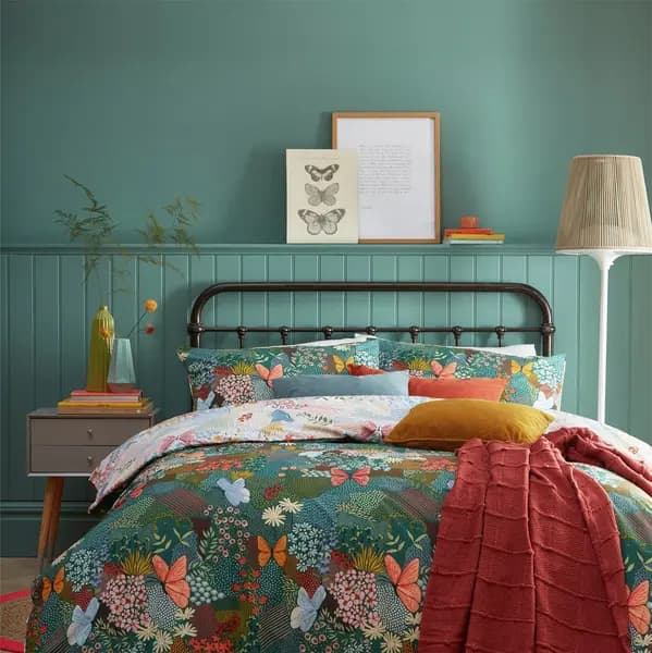 Furn furn Forage Floral Teal Bedding Set - King size