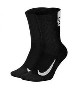Nike 2 Pack Of Running Crew Socks - Black