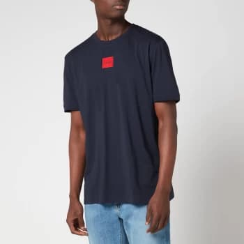 HUGO Mens Regular Fit Red Logo T-Shirt - Dark Blue - XL