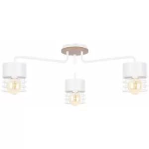 Keter Casa Multi Arm Semi Flush Ceiling Light White, Wood, 70cm, 3x E27