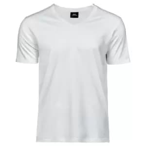 Tee Jays Mens Luxury V-Neck Tee (2XL) (White)