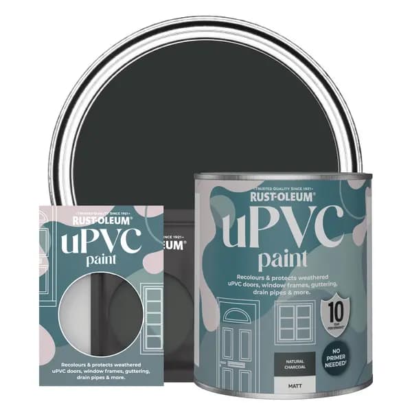 Rust-Oleum uPVC Paint, Matt Finish - Natural Charcoal (Black) - 750ml