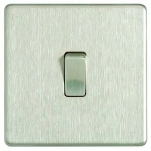 Wickes 10A Light Switch 1 Gang 2 Way Brushed Steel Screwless Flat Plate