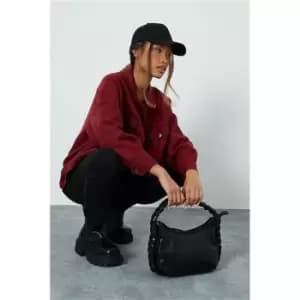 I Saw It First Black Plaited Strap Grab Bag - Black