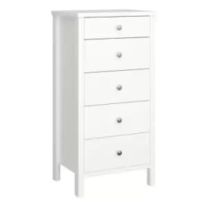 Tromso 5 Drawer Narrow Chest Off White