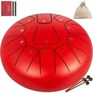 VEVOR Handpan Steel Tongue Drum Percussion Instrument 11 Notes 8" Hand Drum Red
