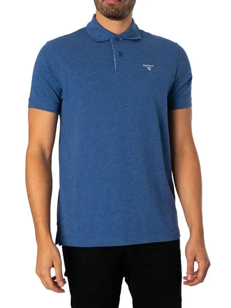Barbour Tartan Pique Polo Shirt Dark Chambray Marl S