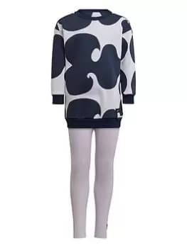 adidas Younger Girls Marimekko Crew And Tight Set, Light Purple, Size 3-4 Years, Women