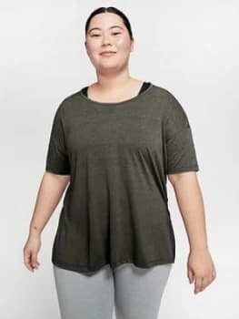 Nike Curve Yoga Tee, Khaki, Size 18-20=1X, Women