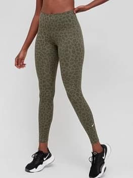 Nike The One Dri-FIT Leopard Print Leggings - Olive, Olive Size M Women