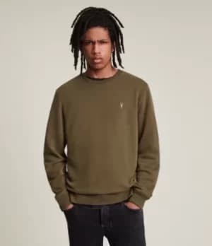 AllSaints Mens Raven Contrast Crew Sweatshirt, Brown, Size: L