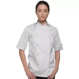 Dennys Womens/Ladies Lightweight Short Sleeve Chefs Jacket / Chefswear (Pack of 2) (XL) (White) - White