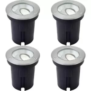 4 PACK Stainless Steel IP67 Ground Light - 13W Cool White LED - Tilting Head