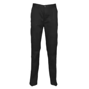 Henbury Womens/Ladies 65/35 Flat Fronted Slim Fit Chino Work Trousers (Small x Regular) (Black)
