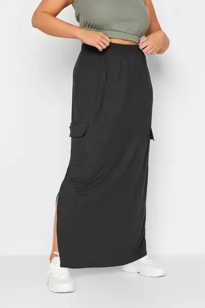 Yours Maxi Cargo Skirt Black