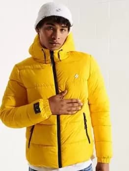 Superdry Code Hooded Sports Padded Jacket - Yellow, Yellow Size M Men