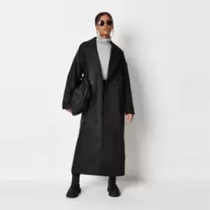 Missguided Pleated Waist Shirt Dress Twill - Black