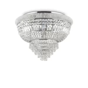 Dubai Indoor 24 Lights Flush Chandelier Ceiling Lamp Chrome, E14