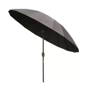Outsunny Ф255cm Patio Parasol Umbrella Outdoor Market Table Parasol with Push Button Tilt Crank and Ribs for Garden Lawn Backyard Pool Dark Grey