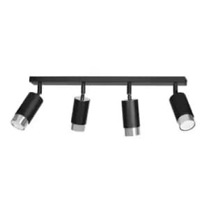 Hiro Black/Chrome Ceiling Spotlight Bar 4x GU10