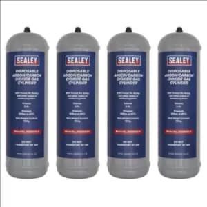 Sealey 430g 2.2L, Disposable Argon/Carbon Dioxide Gas Cylinder - Pack of 4