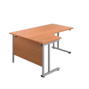 1800 X 1200 Twin Upright Left Hand Radial Desk Beech-Silver
