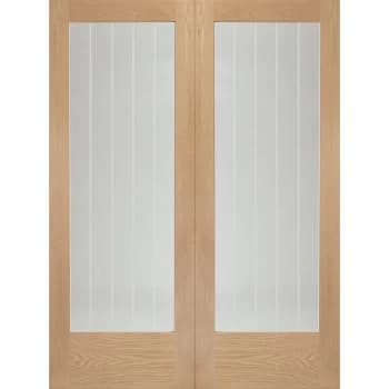 XL Joinery Suffolk Cottage Unfinished Oak Glazed Internal Door Pair - 1981mm x 1168mm (78 inch x 46 inch)