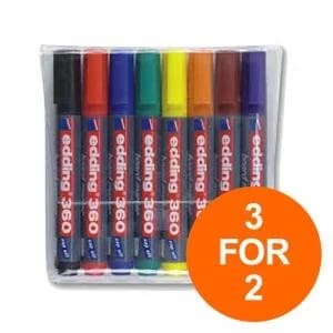 Edding 360 Marker Whiteboard Bullet Tip 1.5 3mm Line Ast Ref 4 360 8