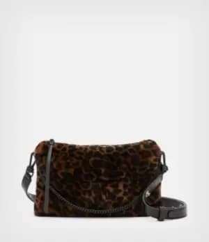 AllSaints Womens Eve Shearling Crossbody Bag, Black