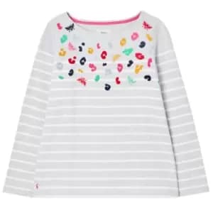 Joules Harbour Luxe Long Sleeve Jersey Top Grey Large Leopard 10