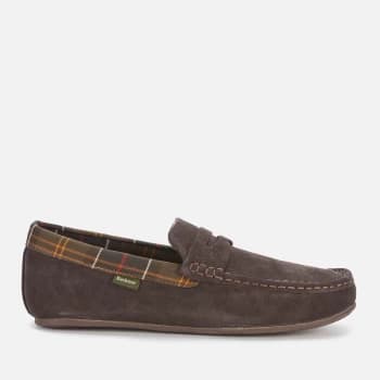 Barbour Mens Porterfield Suede Slippers - Brown - UK 10