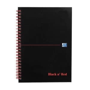 Black n Red A5 Wirebound Notebook 90gm2 100 Pages Ruled and Perforated Soft Cover Pack of 10