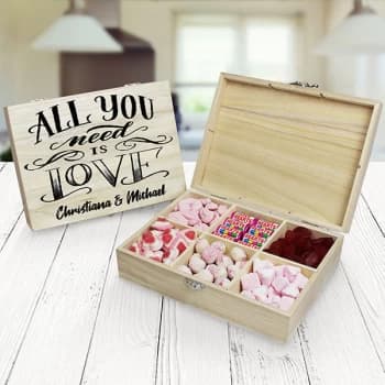 All You Need Is Love Wooden Sweet Box - 6 Compartment