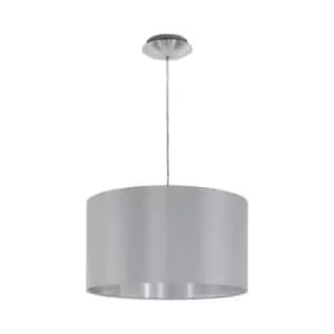Netlighting Maserlo 1 Light Round Ceiling Pendant Satin Nickel Grey, E27