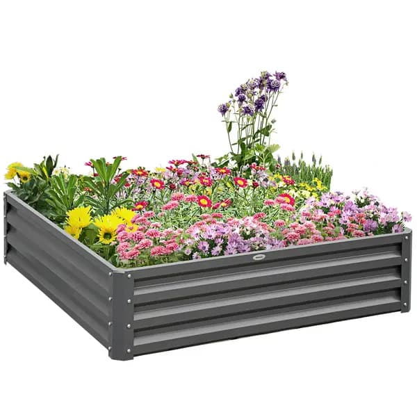 Raised Garden Bed Outdoor Galvanised Planter Kit Flower Vegetables