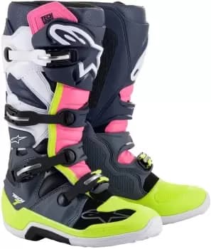 Alpinestars Tech 7 Motocross Boots, grey-white-pink, Size 42, grey-white-pink, Size 42