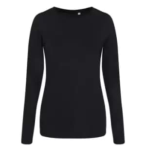 AWDis Womens/Ladies Girlie Long Sleeve Tri-Blend T-Shirt (XL) (Solid Black)