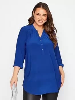 Yours Half Placket Blouse - Blue Size 18, Women