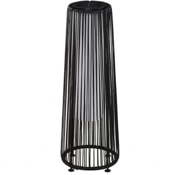 Garden Solar Powered Lights Woven Wicker Lantern Auto On/Off Black - Outsunny