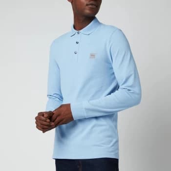 Hugo Boss Passerby Long Sleeve Polo Shirt Pastel Blue Size 2XL Men