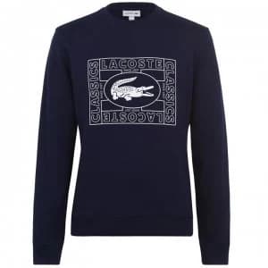 Lacoste Text Crew Sweater - Navy