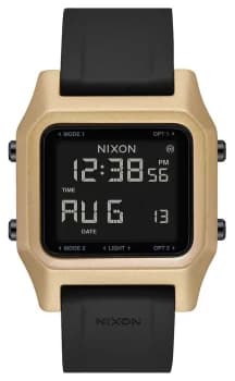 Nixon Staple Black / Gold Digital Black Silicone Strap Watch