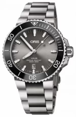 ORIS Mens Titanium Aquis Metal Bracelet Grey Dial 01 733 Watch