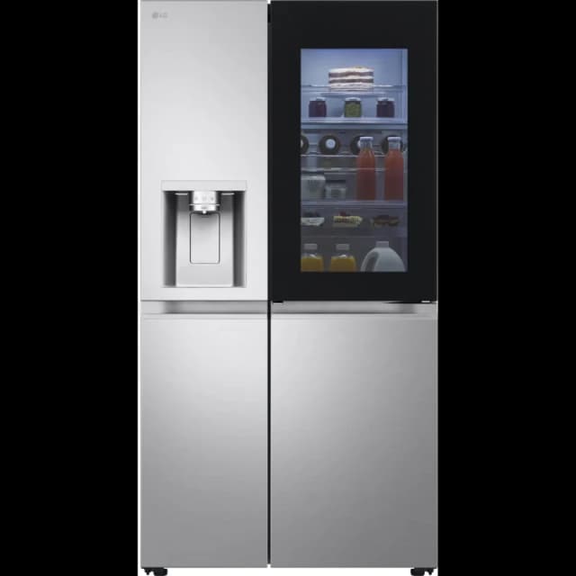 LG InstaView ThinQ GSXE90BSDD WiFi Connected Plumbed Total No Frost American Fridge Freezer - Brushed Steel - D Rated