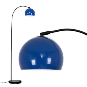 Curva Floor Lamp in Black with Navy Blue Shade