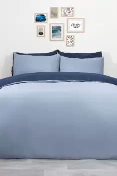Plain Dyed Reversible Duvet Cover Cover with Pillowcase Set