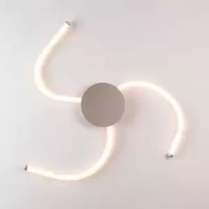 LED 3 Light Flush Ceiling Light with Flexible Polycarbonate Arms Matt Nickel